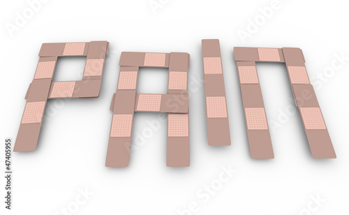 Illustration: Pain Word Bandages Discomfort Healing Pain Word Bandages Discomfort Healing