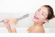 Bath woman singing in bathtub
