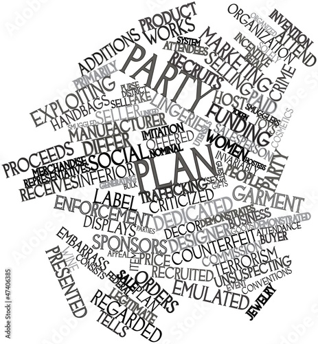 Illustration: Word cloud for Party plan Word cloud for Party plan
