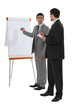 Businessmen standing at a flipchart