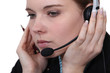 beautiful businesswoman wearing headset