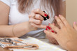 manicurist working with   nails