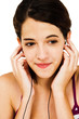 Happy woman listening music