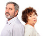 senior woman, man leand back, isolated