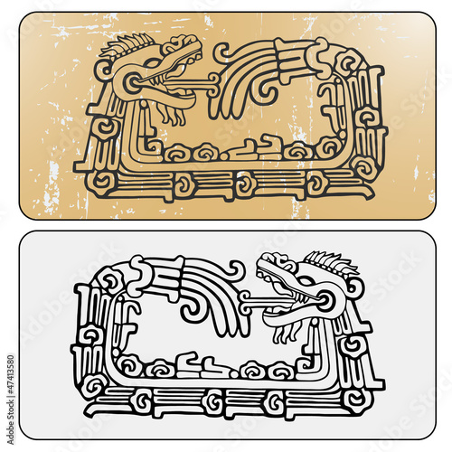 Vector: Maya snake Quetzalcoatl ouroboros Maya snake Quetzalcoatl ouroboros