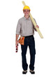 Worker holding a plank of wood and a plane