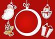 Vektor: christmas ball, Santa Claus, reindeer, snowman, and gift christmas ball, Santa Claus, reindeer, snowman, and gift