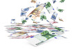 Falling Euro Banknotes