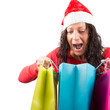 Überraschte Weihnachtsfrau