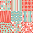 Vektor: Vector set of 9 Valentine's Day heart patterns. Vector set of 9 Valentine's Day heart patterns.