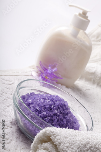 Photo: bath salt with towel bath salt with towel