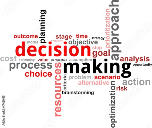 Vector: word cloud - decision making word cloud - decision making