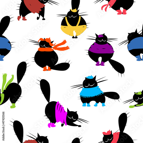Vector: Fashion cats, seamless pattern for your design Fashion cats, seamless pattern for your design