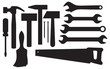 vector black silhouettes of hand tools