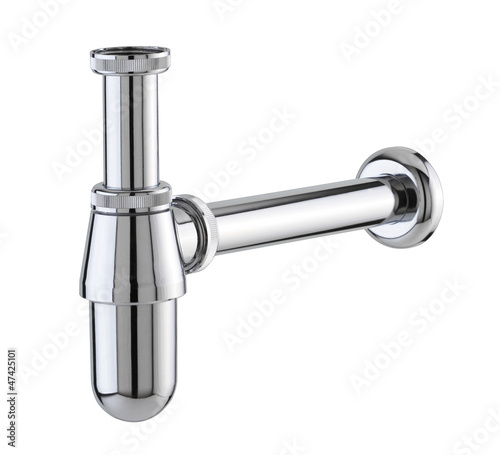Photo: Chrome basin or washbasin draining pipe Chrome basin or washbasin draining pipe