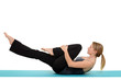 Photo: woman doing Pilates single leg stretch woman doing Pilates single leg stretch