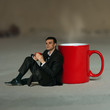 Businessman having tea