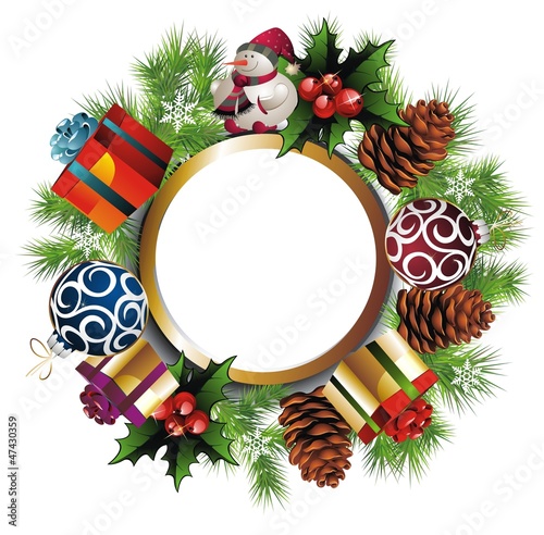 Vector: Christmas wreath with presents Christmas wreath with presents