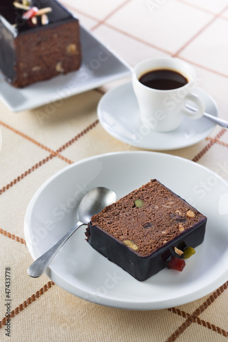 Photo: Breakfast with coffee and plumcake Breakfast with coffee and plumcake
