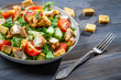 Photo: Healthy chicken salad with fresh vegetables and croutons Healthy chicken salad with fresh vegetables and croutons