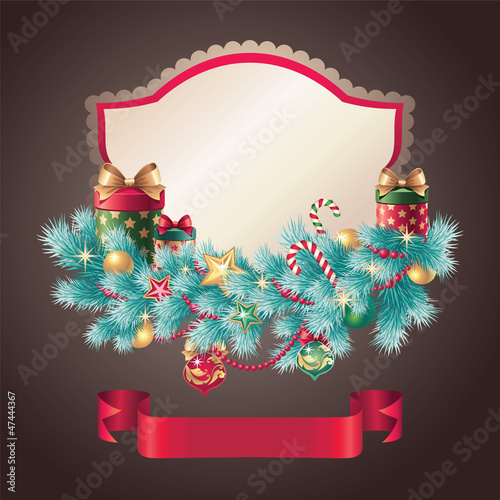 Vector: vintage christmas greeting card ribbon banner vintage christmas greeting card ribbon banner