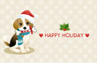 クリスマス メッセージ ビーグル サンタ帽 子犬 マフラー イラスト