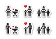 Vector: Single parent sign - family icons as labels Single parent sign - family icons as labels