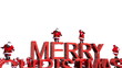 Many Santas dancing on Merry Christmas text