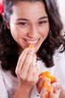 Beautiful Girl Eating Tangerines