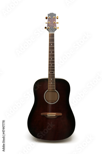 Photo: acoustic guitar isolated on white background acoustic guitar isolated on white background