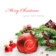 Christmas balls and fir branches with decorations