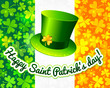 Saint Patrick's hat on Irish flag made from lucky magic clovers