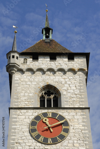 Photo: Der Glockenturm der Stadtkirche in Schaffhausen Der Glockenturm der Stadtkirche in Schaffhausen