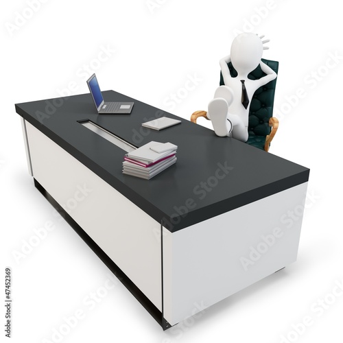 Photo: 3d man businessman at desk 3d man businessman at desk