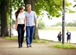 Couple in Love Strolling in a Park