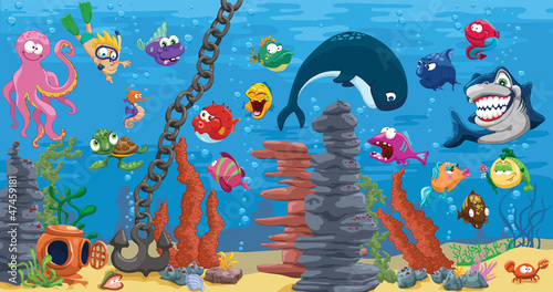 Vector: Aquarium with plenty of fish Aquarium with plenty of fish