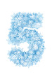Number 5, frosty snowflakes