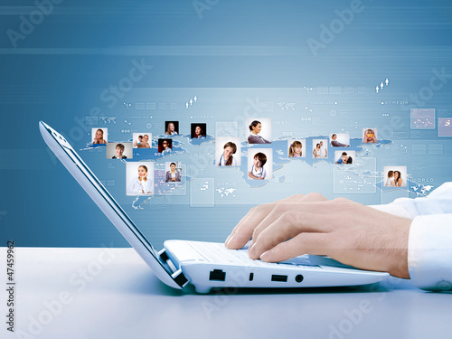 Photo: Computer keyboard and social media images Computer keyboard and social media images