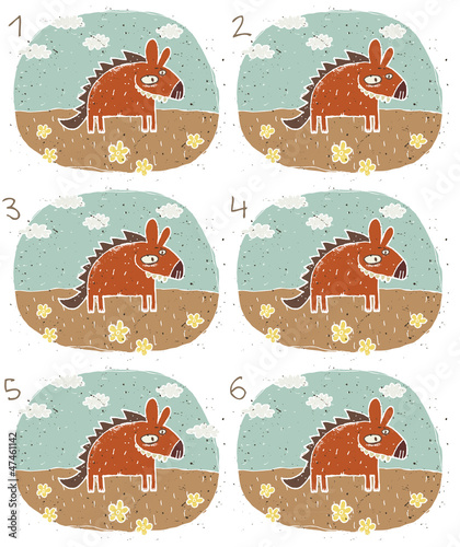 Vector: Hyena Puzzle ... match alike pairs ... Answer: No. 1 and 4. Hyena Puzzle ... match alike pairs ... Answer: No. 1 and 4.