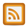 Orange glossy web button with RSS sign.