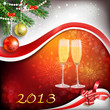 Vector: Glass of champagne with Christmas decoration for year 2013 Glass of champagne with Christmas decoration for year 2013