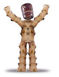 Photo: Box man hiding behind a tribal mask Box man hiding behind a tribal mask