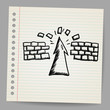 Hand-drawn arrow doodle breaking the wall