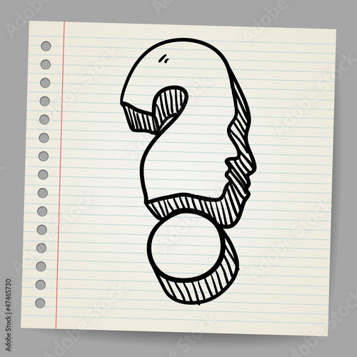 Vector: Doodle icon of question mark with face Doodle icon of question mark with face