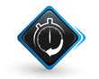 icône chronomètre sur bouton carré bleu design