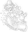 Santa, Reindeer and Snowman slide down