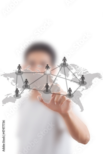 Photo: Businessman pushing people Social Network. Businessman pushing people Social Network.