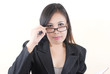 Business lady thinking with her work.