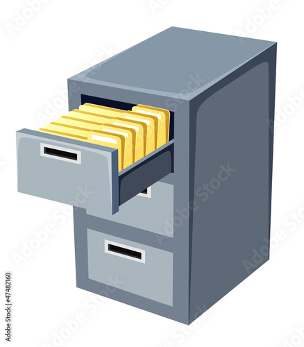 Vector: illustration of file cabinet with an open illustration of file cabinet with an open