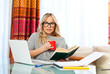 woman working on laptop at home